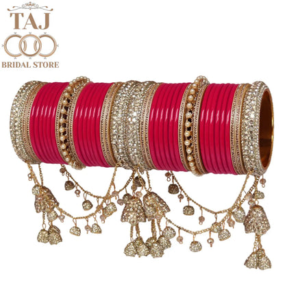 Exquisite Bridal Bangle Set with Cascading Chains