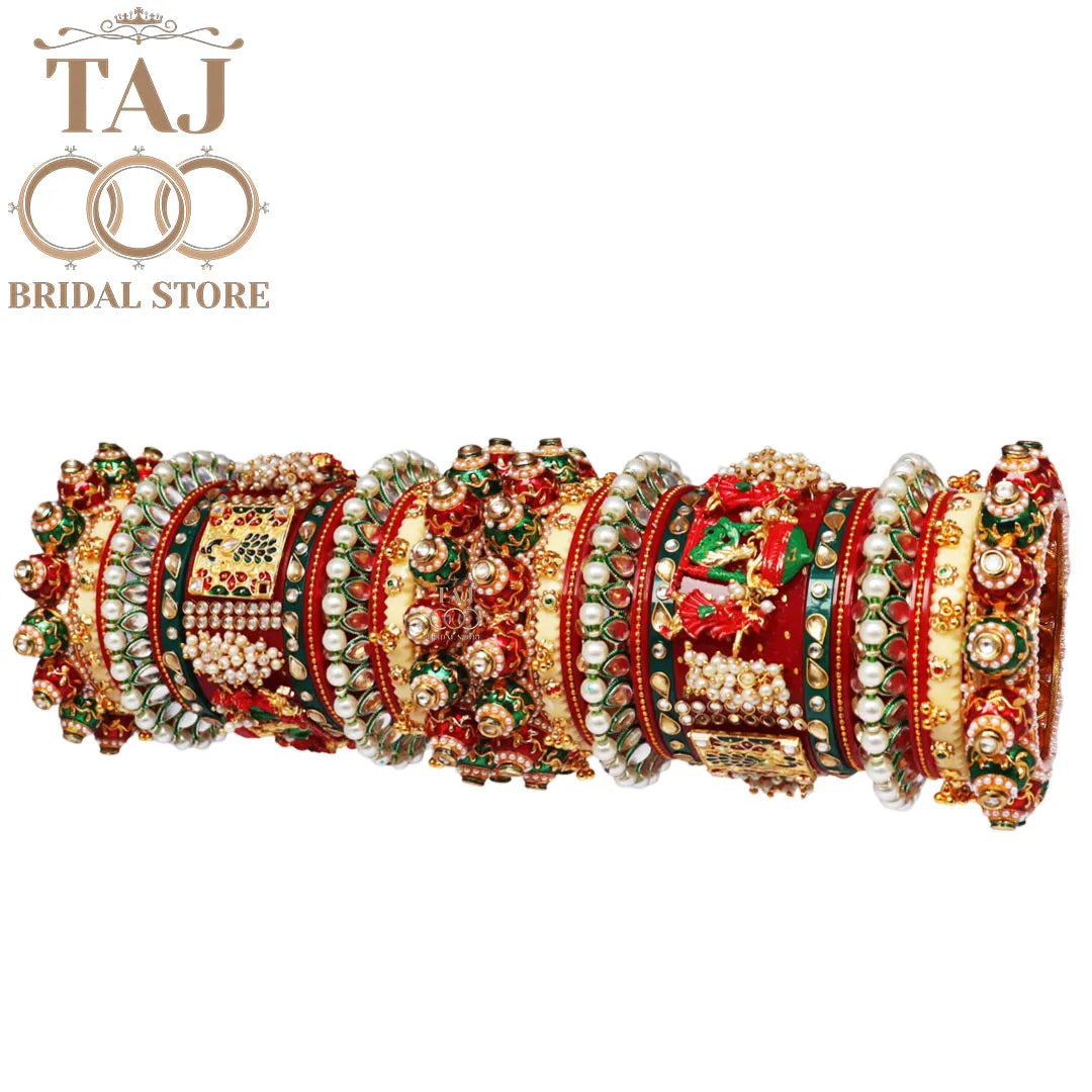 Rajwadi Bangles Set for Bride With New Doli and Peacock Design