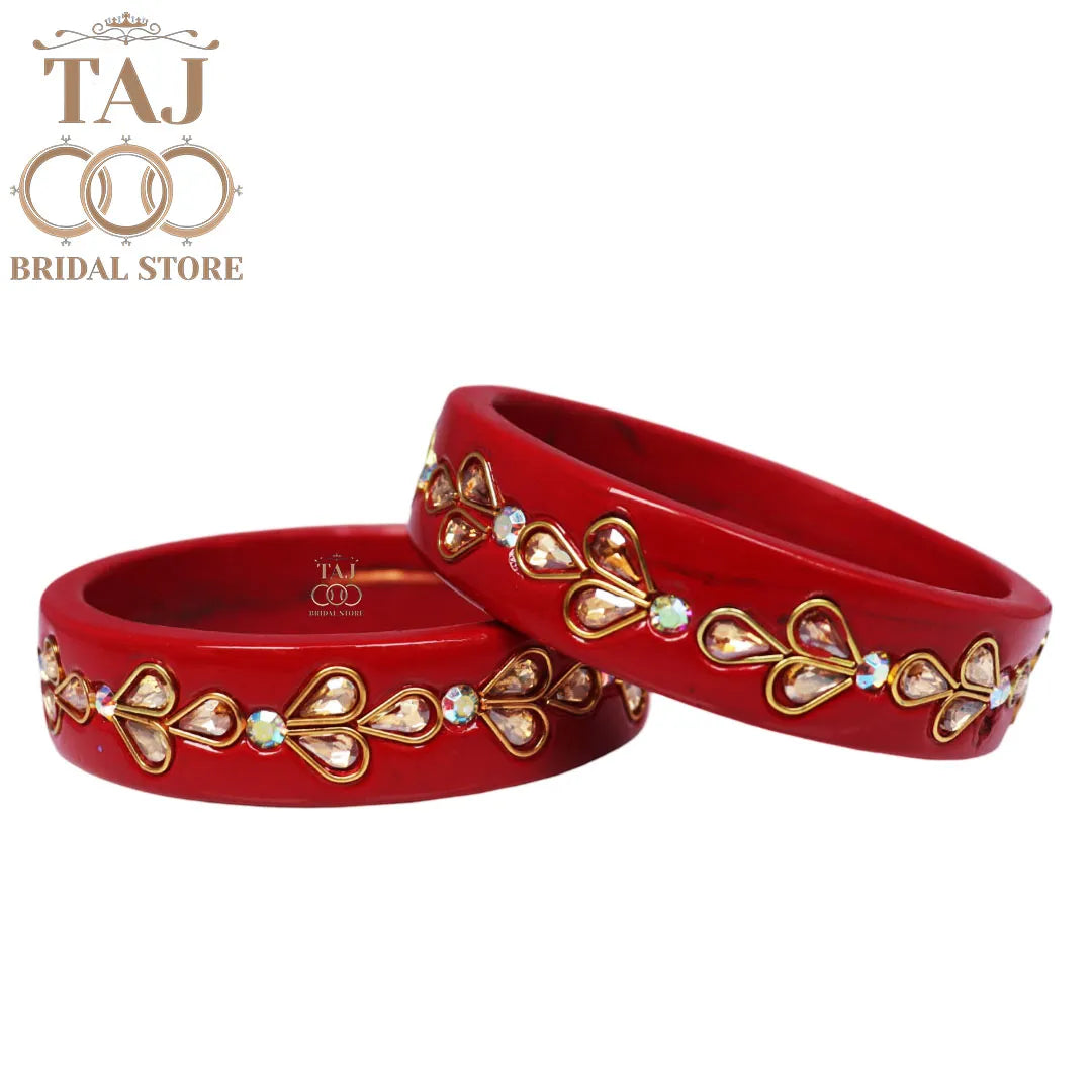 Designer Lac Kada Bangles with Exquisite Kundan Work (Set of 2)