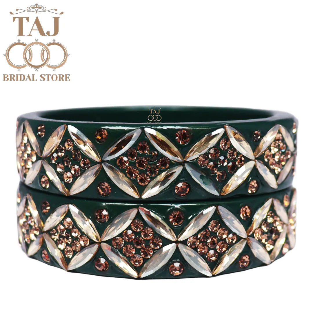 Traditional Rajasthani Lac Kada Bangles with Kundan and Rhinestones