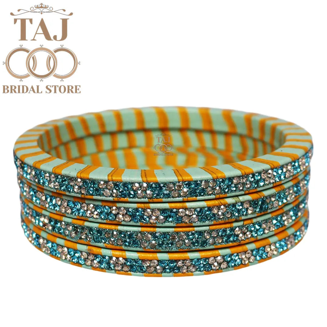 Rajasthani Lac Lehriya Kada Bangles (Set of 4)