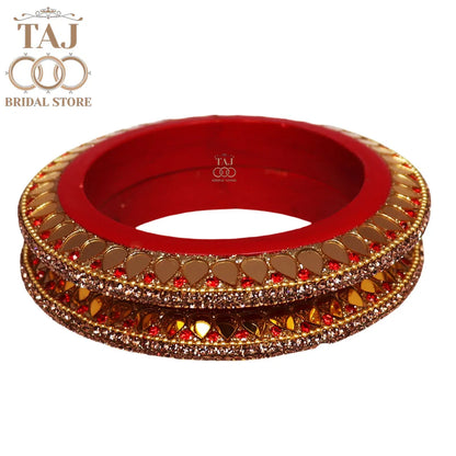 Traditional Rajasthani Lac Bangadi Set With Latest Mirror Design