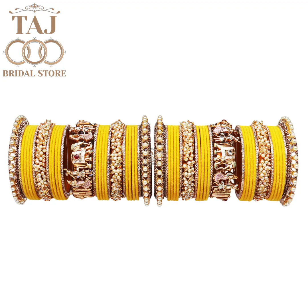 Elegant Wedding Bangle Set with Dulha-Dulhan & Elephant Motifs