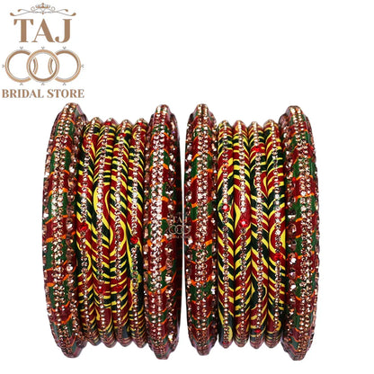 Lac Bangles Set Multi Color Lahariya Design