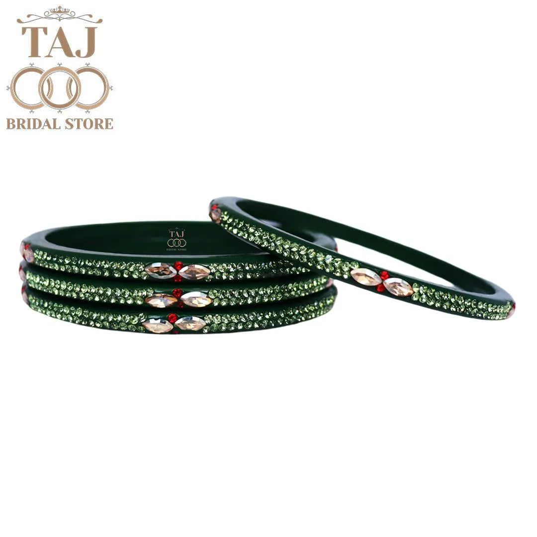 Kundan Lac Bangles with Beautiful Kundan and Rhinestones Design