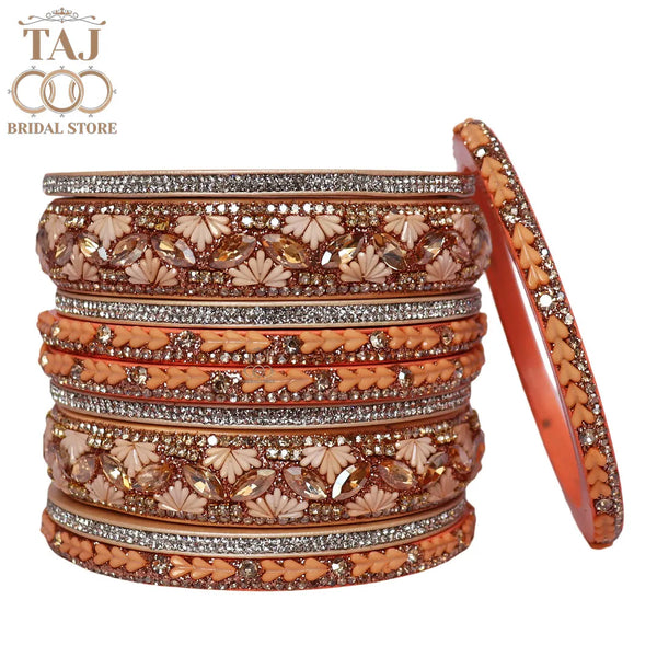 Women's Rajasthani Short Lac Bangles Set With Latest Kundan Design