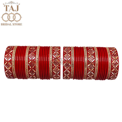 Premium Lac Bridal Bangles Set in Latest Kundan and Rhinestones Design