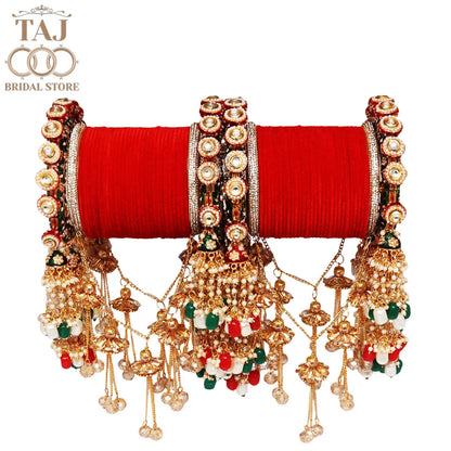 Luxurious Rajwadi Wedding Bangles Set with Beautiful Jhula Latkan