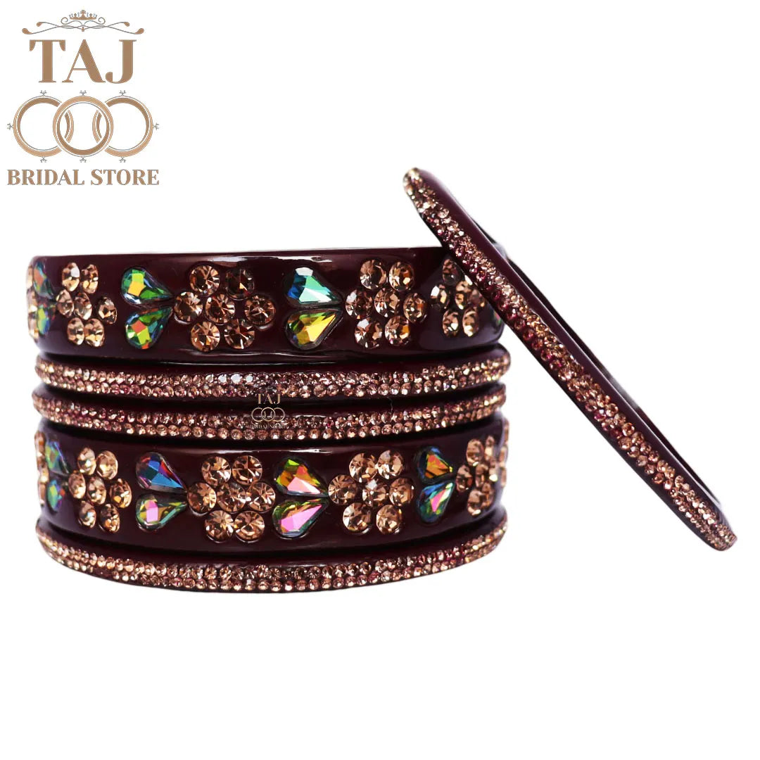 Rajasthani Short Lac Bangles Set in Latest Kundan & Rhinestons Design