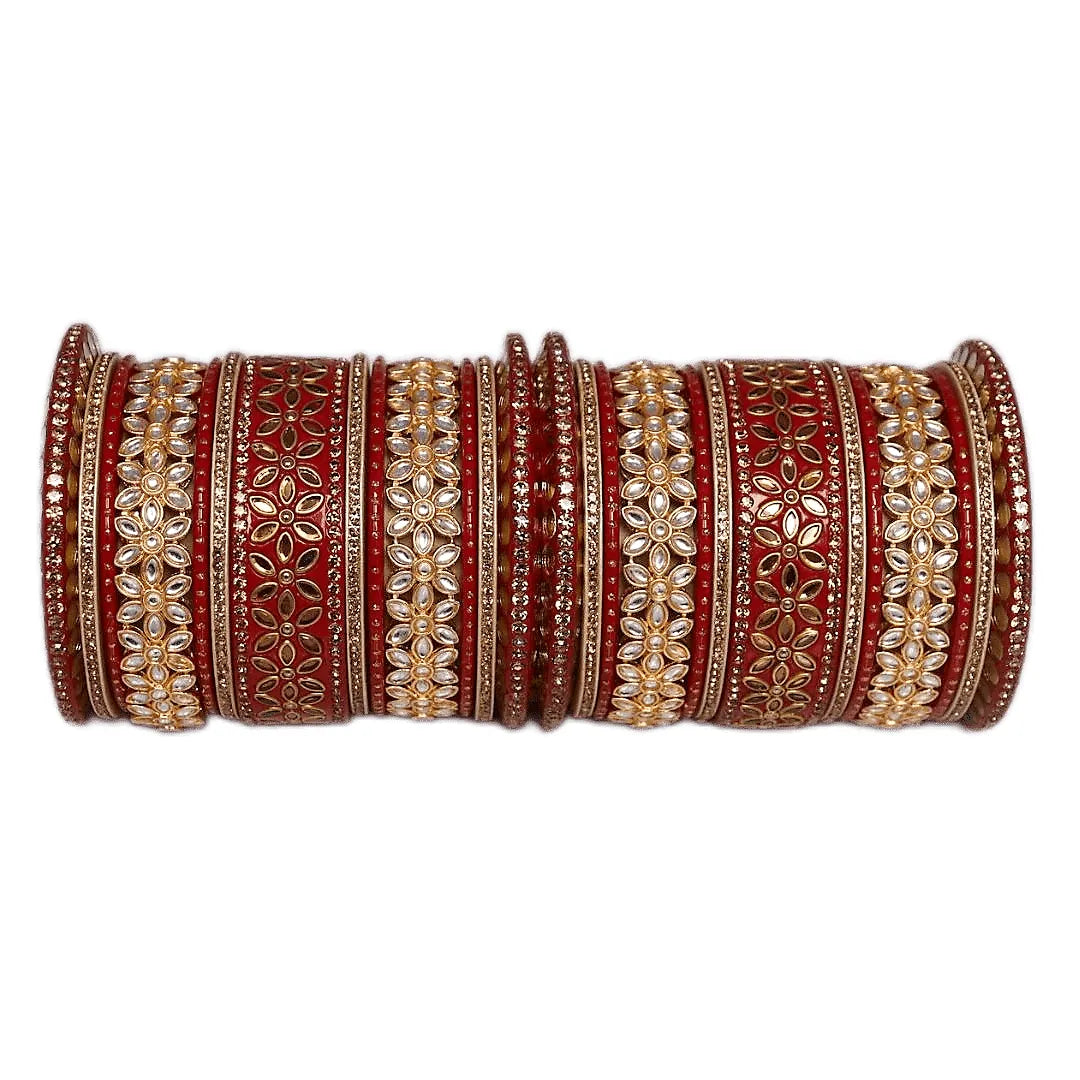 Lac Bangles with Beautiful Kundan Flower Design Taj Bridal Store