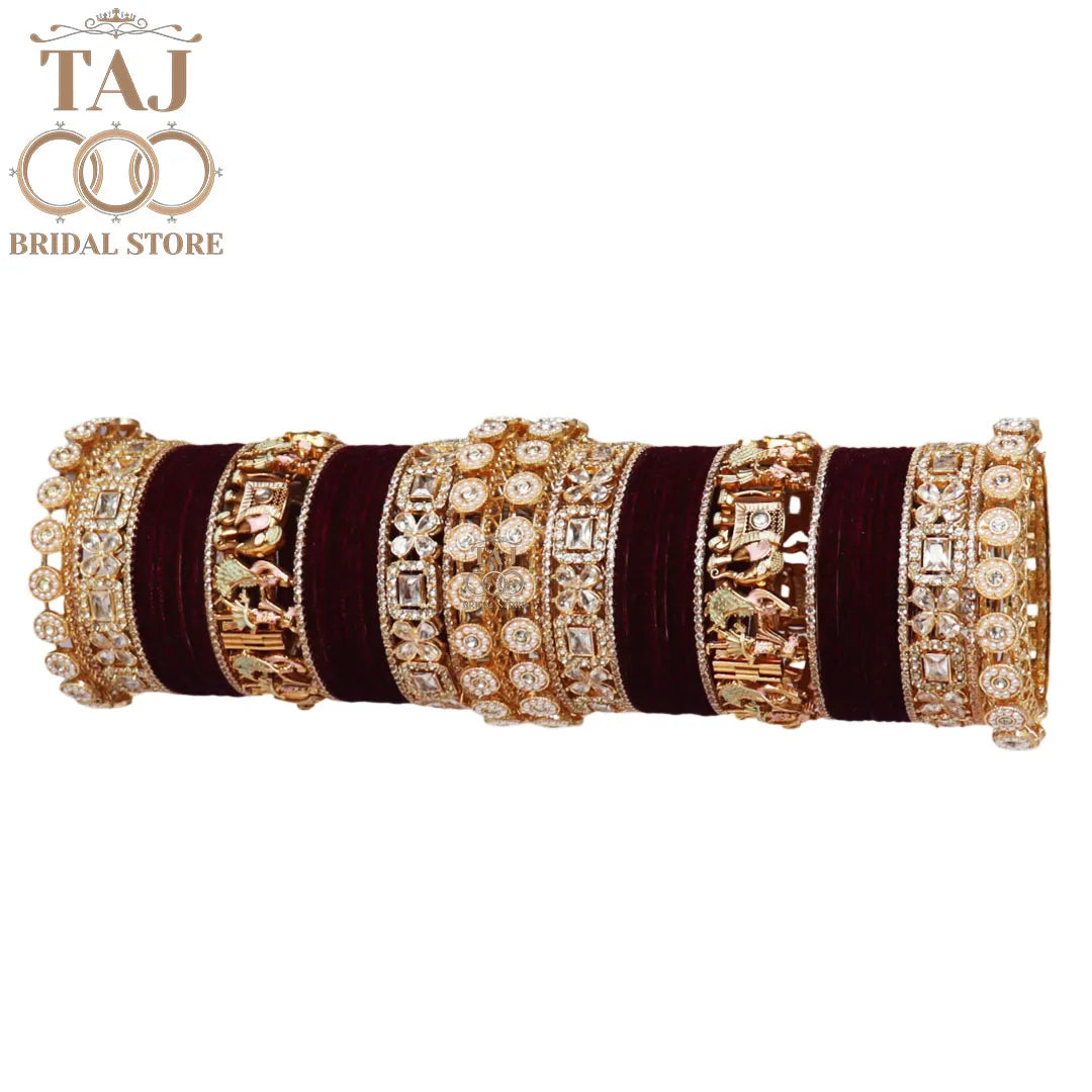 Royal Rajwadi Bangle Set with Dulha-Dulhan and Elephant Motifs