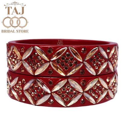 Traditional Rajasthani Lac Kada Bangles with Kundan and Rhinestones