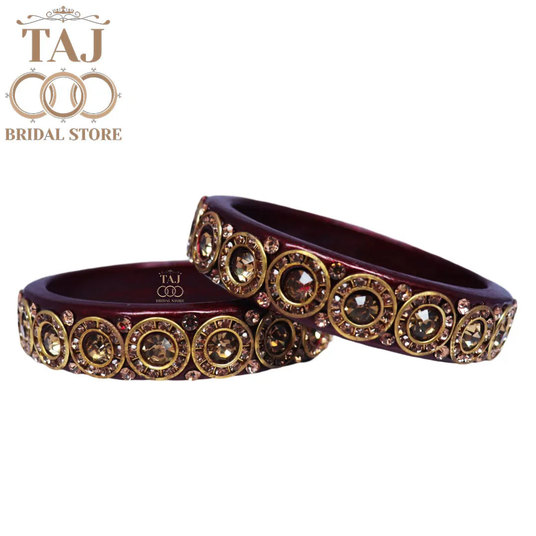 Elegant Lac Kada Bangles with Stunning Stones (Set of 2)