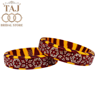 Lac Rajasthani Kada Bangles in Latest Rhinestons Design (Set of 2)