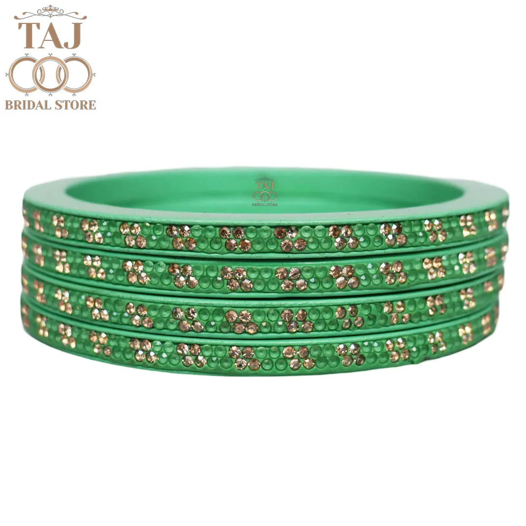 Designer Lac Bangles Set in Latest Traditional Rhinestones Design