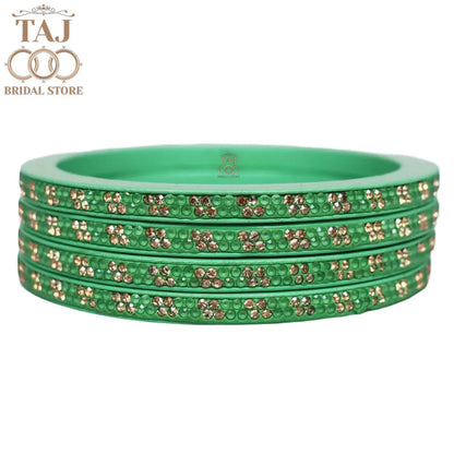 Designer Lac Bangles Set in Latest Traditional Rhinestones Design