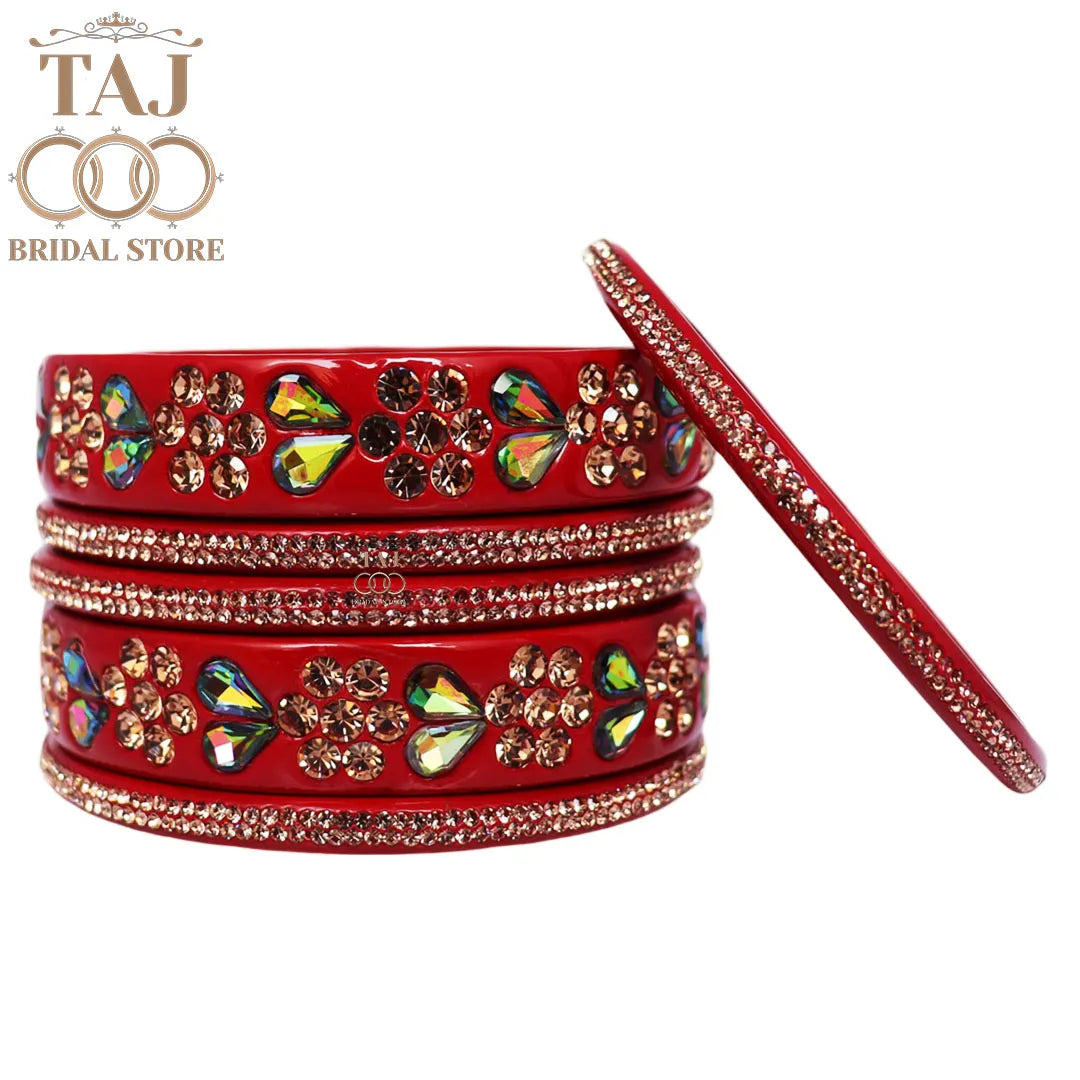 Rajasthani Short Lac Bangles Set in Latest Kundan & Rhinestons Design