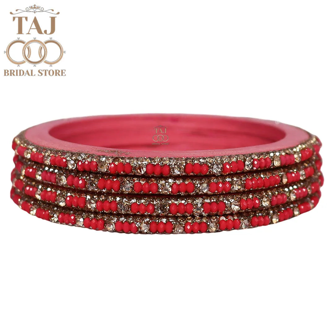 Handmade Lac Bangles For Women With Latest Rhinestones Design