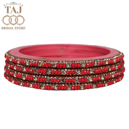 Handmade Lac Bangles For Women With Latest Rhinestones Design