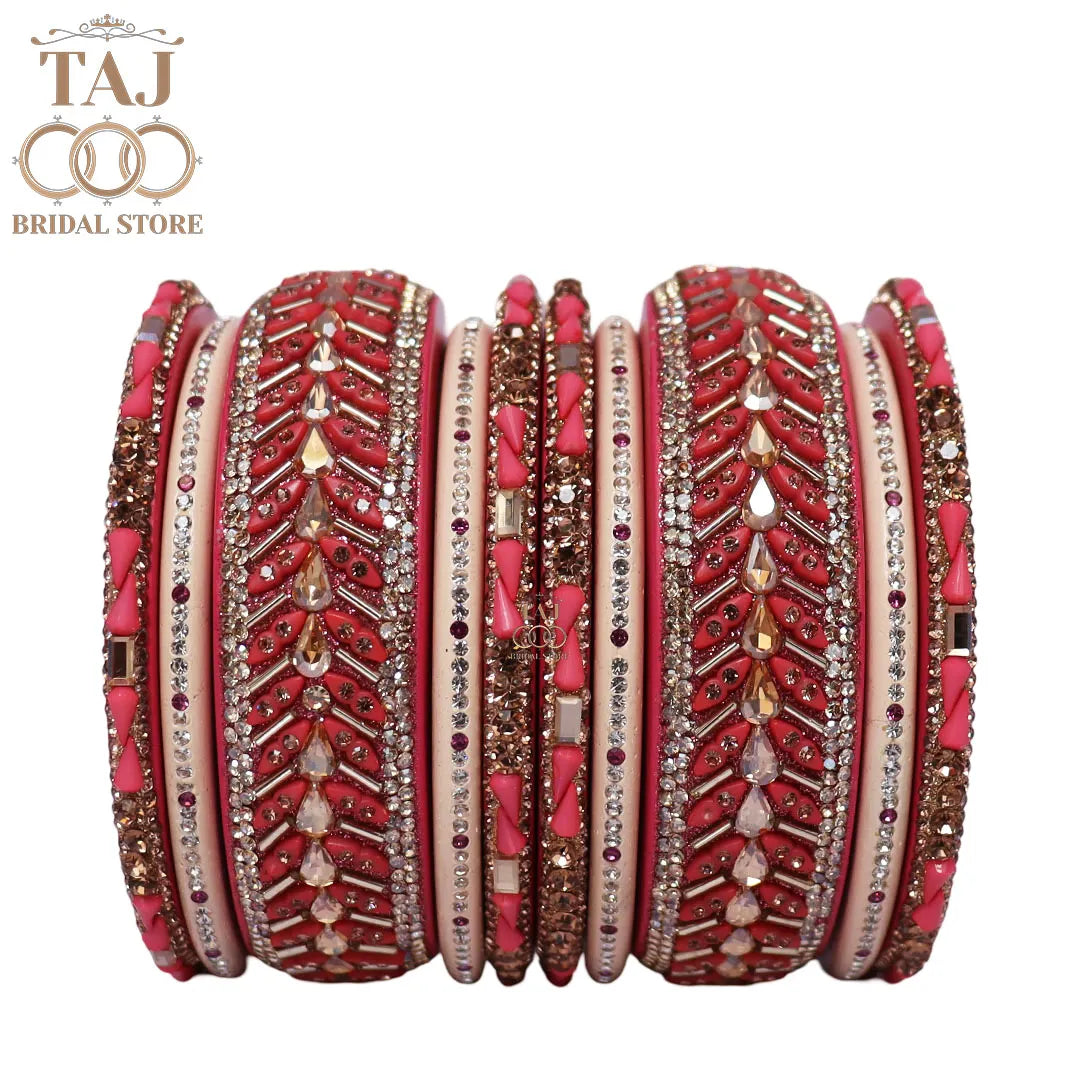 Women Lac Short Bangles Set With Latest Kundan Rhinestones Design
