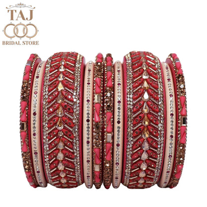 Women Lac Short Bangles Set With Latest Kundan Rhinestones Design
