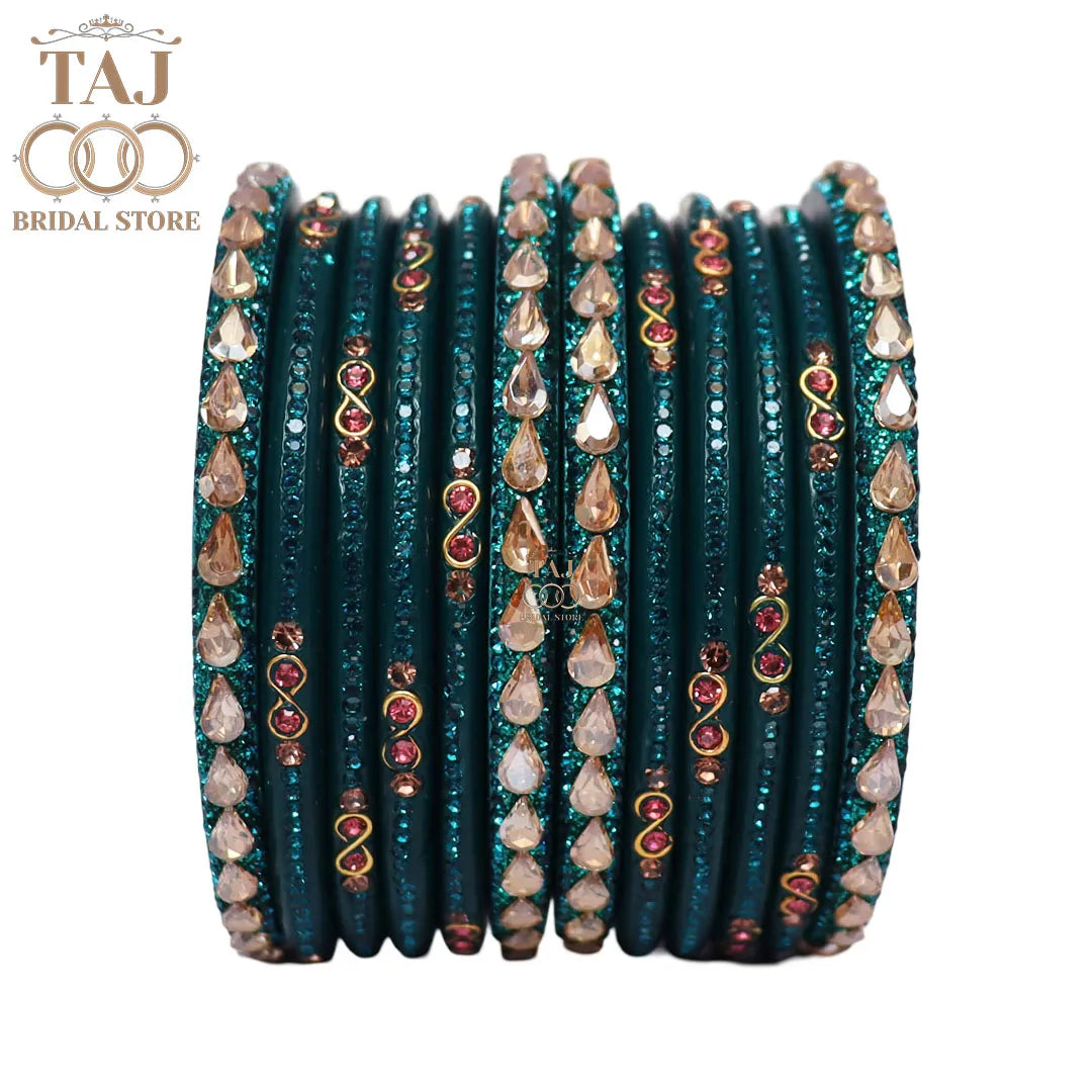Rajasthani Short Lac Bangles Set With New Kundan Design