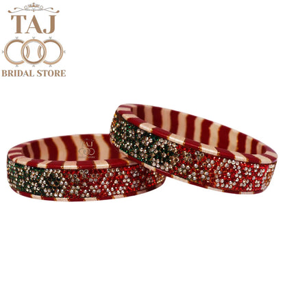 Lac Rajasthani Kada Bangles in Latest Rhinestons Design (Set of 2)