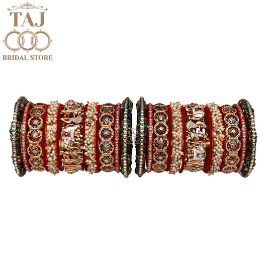 Traditional Indian Bridal Bangle Set with Best Dulha-Dulhan Motifs