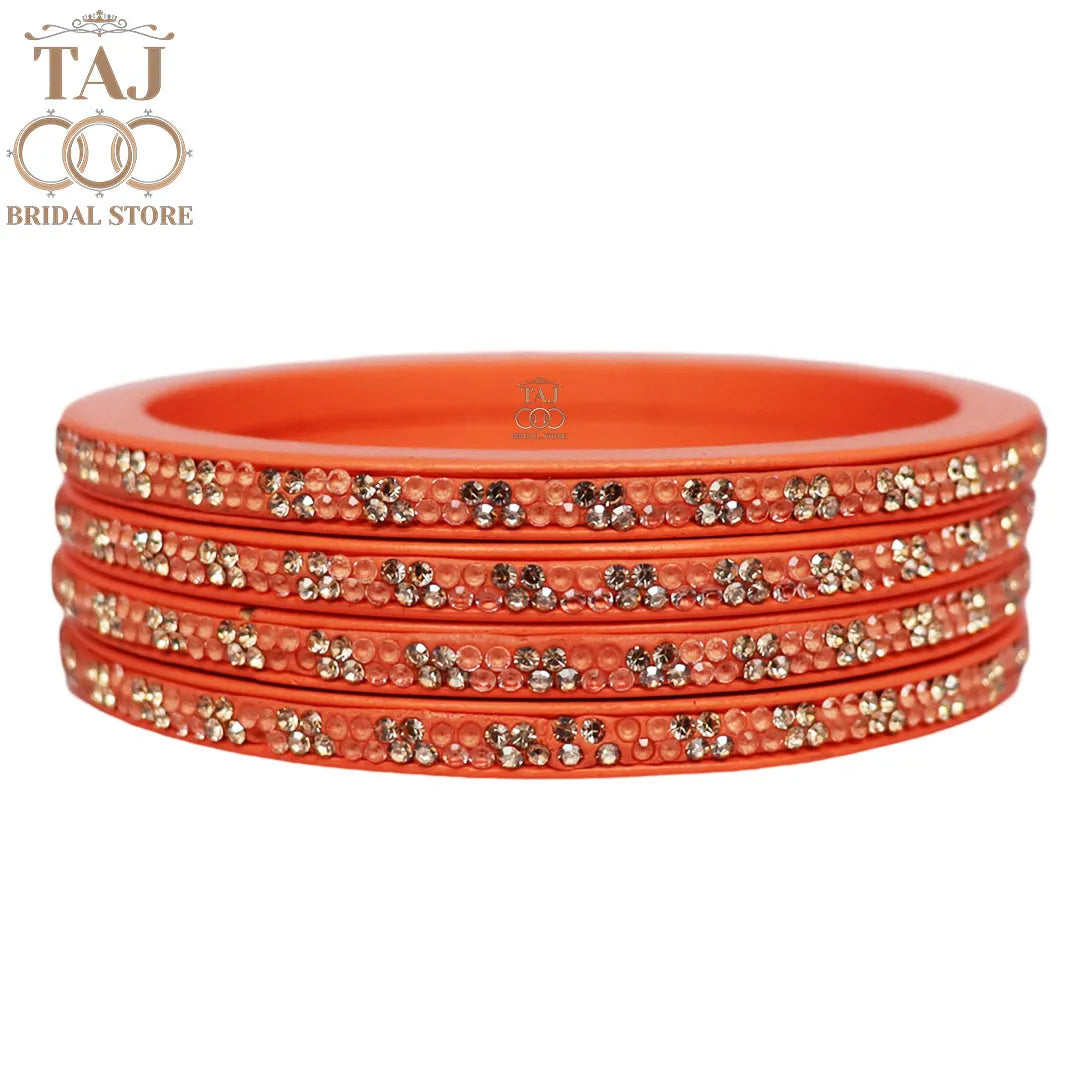 Designer Lac Bangles Set in Latest Traditional Rhinestones Design