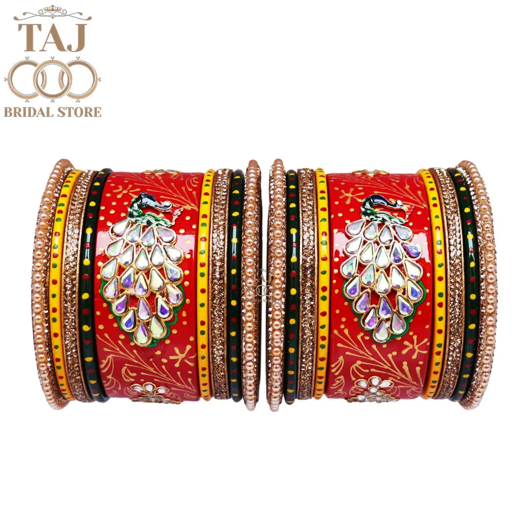 Diwali Special Lac Bangle Set with Beautiful Peacock Design