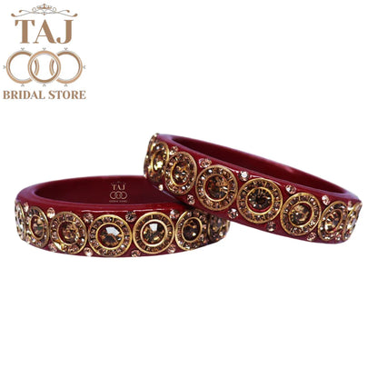 Elegant Lac Kada Bangles with Stunning Stones (Set of 2)