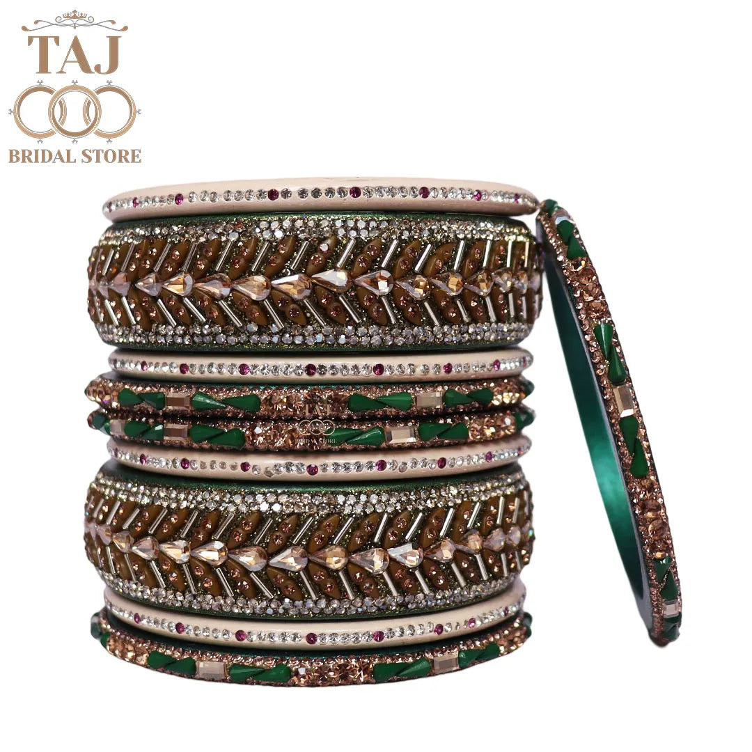 Women Lac Short Bangles Set With Latest Kundan Rhinestones Design