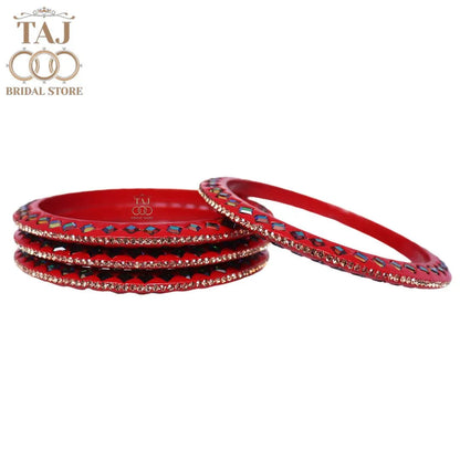 Rajasthani Fancy Lac Kada Bangles in Latest Kundan Rhinestones Design