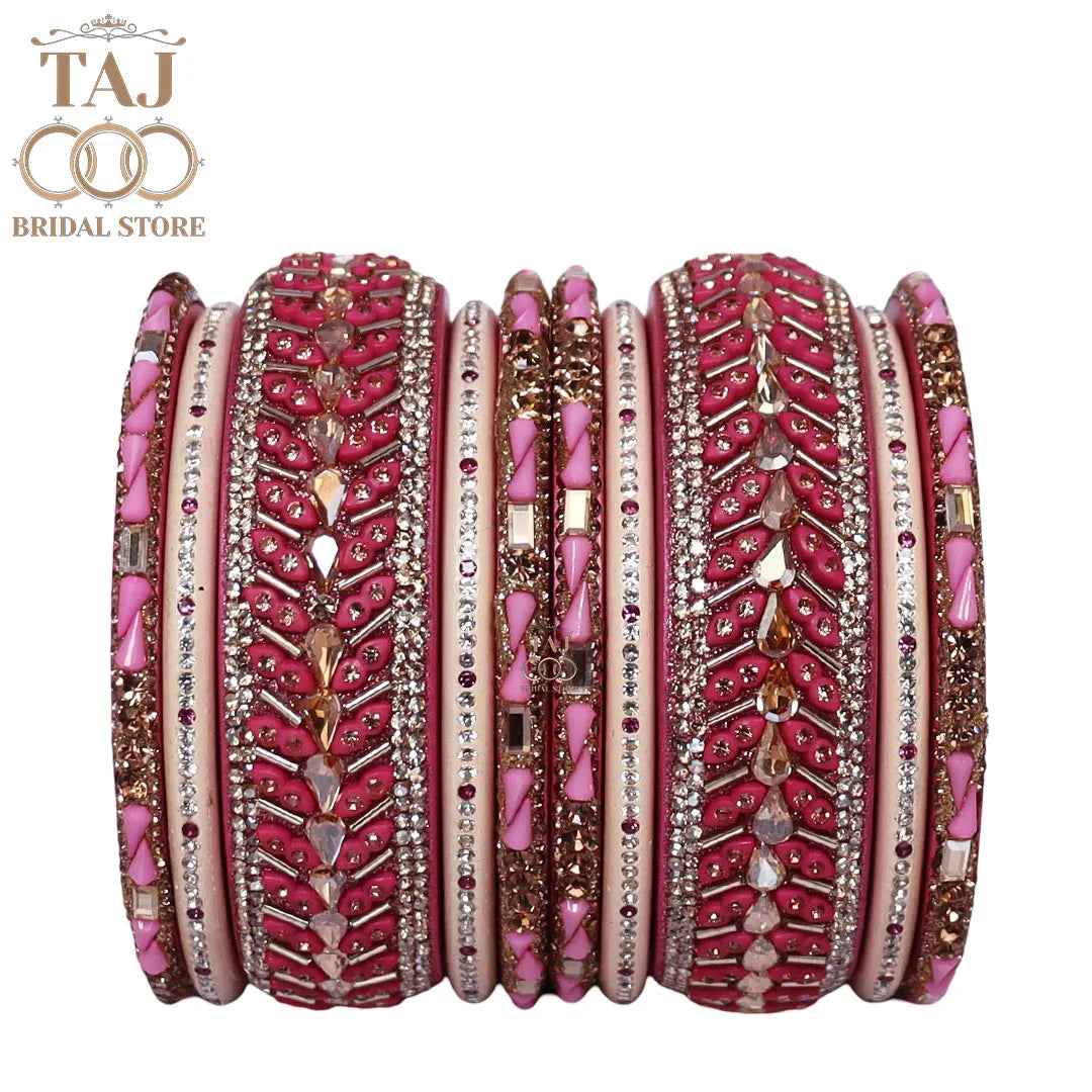 Women Lac Short Bangles Set With Latest Kundan Rhinestones Design
