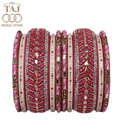 Women Lac Short Bangles Set With Latest Kundan Rhinestones Design