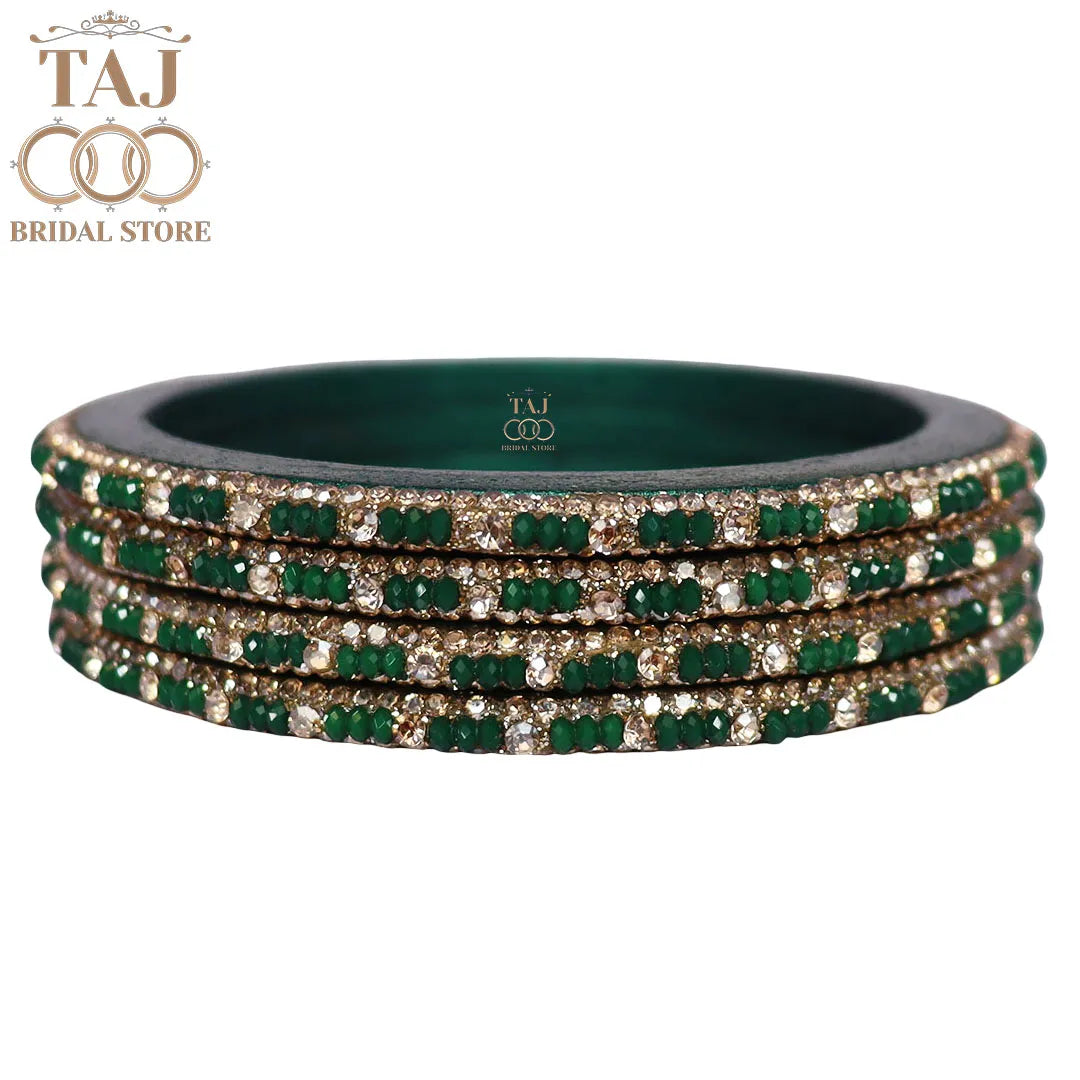 Handmade Lac Bangles For Women With Latest Rhinestones Design