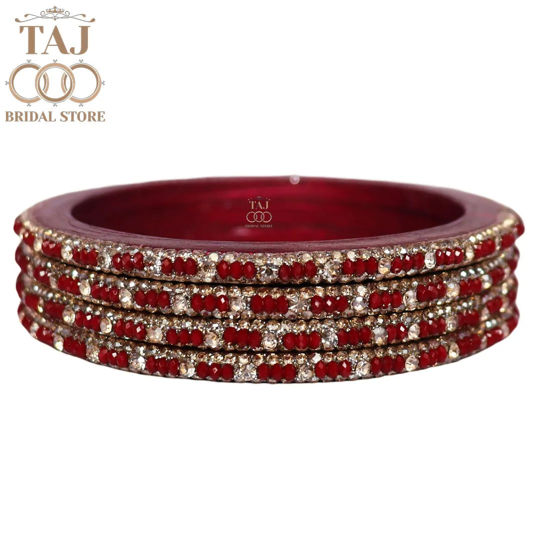 Handmade Lac Bangles For Women With Latest Rhinestones Design