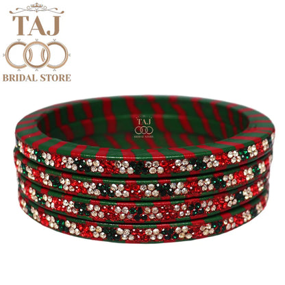 Rajasthani Lac Lehriya Kada Bangles (Set of 4)