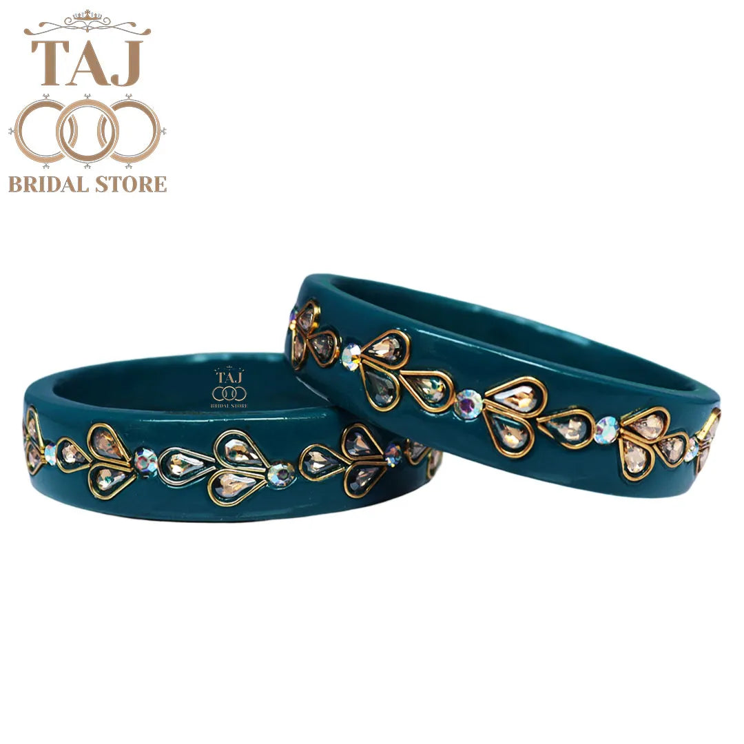 Designer Lac Kada Bangles with Exquisite Kundan Work (Set of 2)