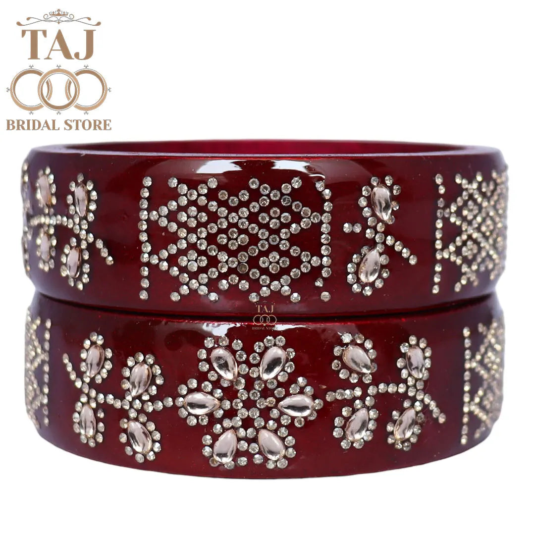 Rajasthani Lac Kada Bangles for Women in New Rhinestones Design