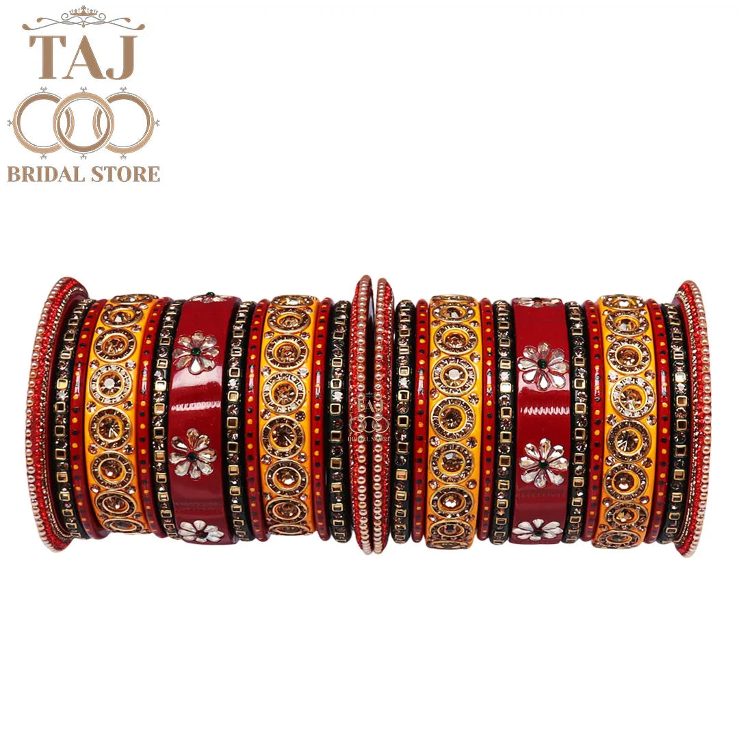 Karwa Chauth Special Rajasthani Bangle Set with Kundan and Rhinestones