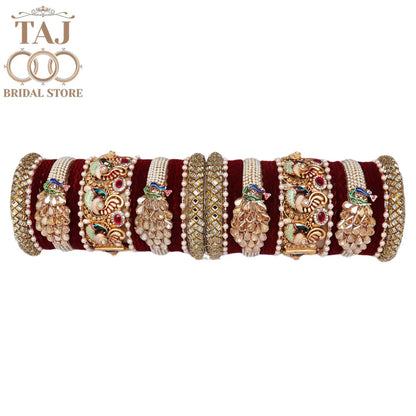 Wedding Bangle Set with Beautiful New Peacock Design Kada Taj Bridal Store