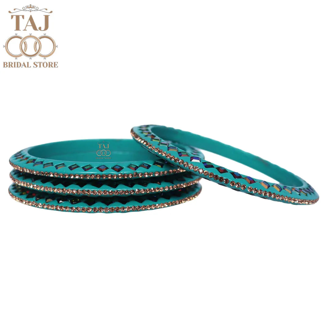 Rajasthani Fancy Lac Kada Bangles in Latest Kundan Rhinestones Design