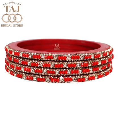 Handmade Lac Bangles For Women With Latest Rhinestones Design