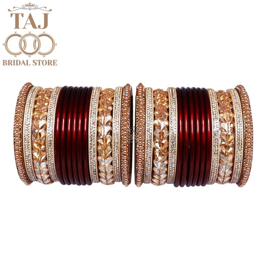 Punjabi Lac Bangles Set with Beautiful Kundan Design