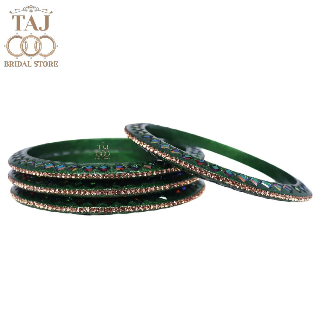 Rajasthani Fancy Lac Kada Bangles in Latest Kundan Rhinestones Design