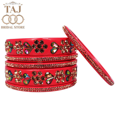 Rajasthani Short Lac Bangles Set in Latest Kundan & Rhinestons Design