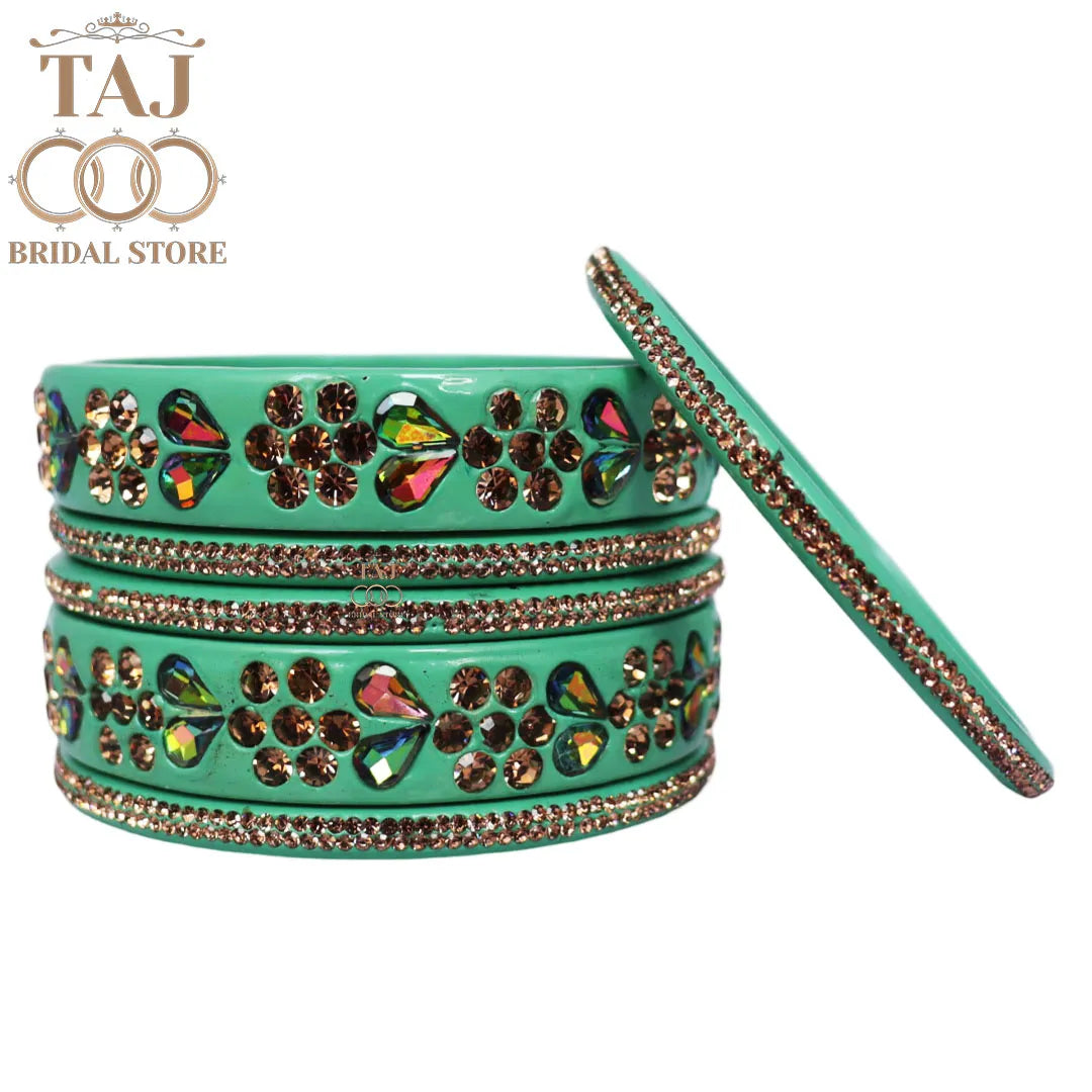 Rajasthani Short Lac Bangles Set in Latest Kundan & Rhinestons Design