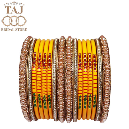 Diwali Special Short Lac Bangle Set with Beautiful Handpaint Design