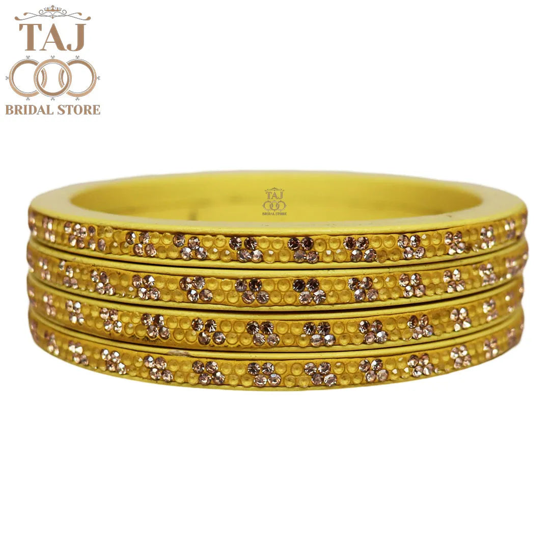 Designer Lac Bangles Set in Latest Traditional Rhinestones Design